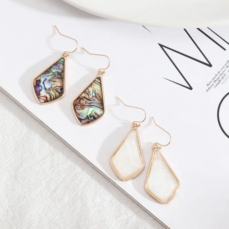 Color Block Shell Drop Earrings