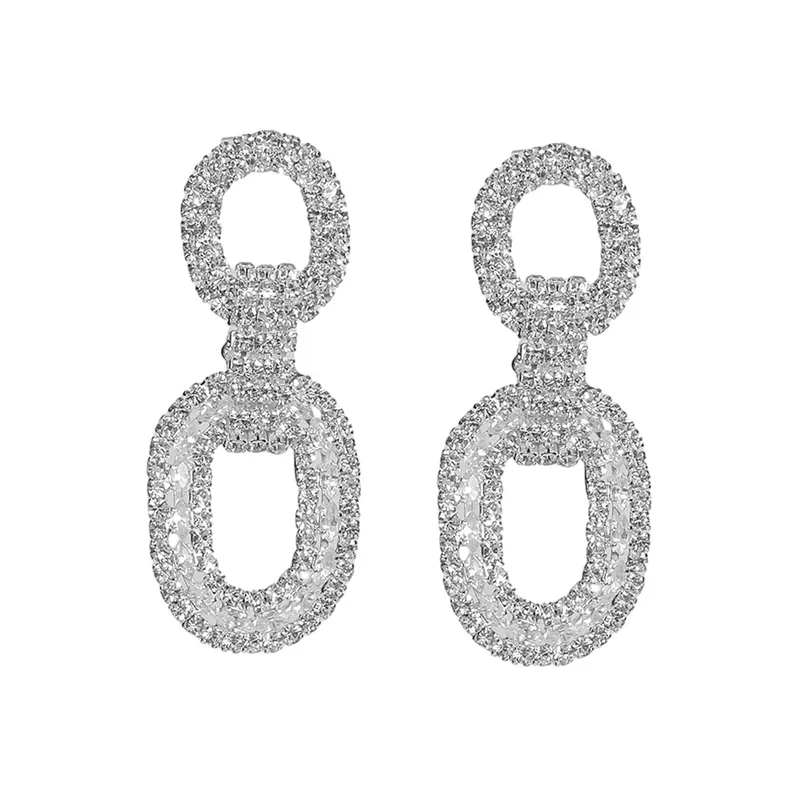 Elegant Oval Rhinestone Drop Earrings