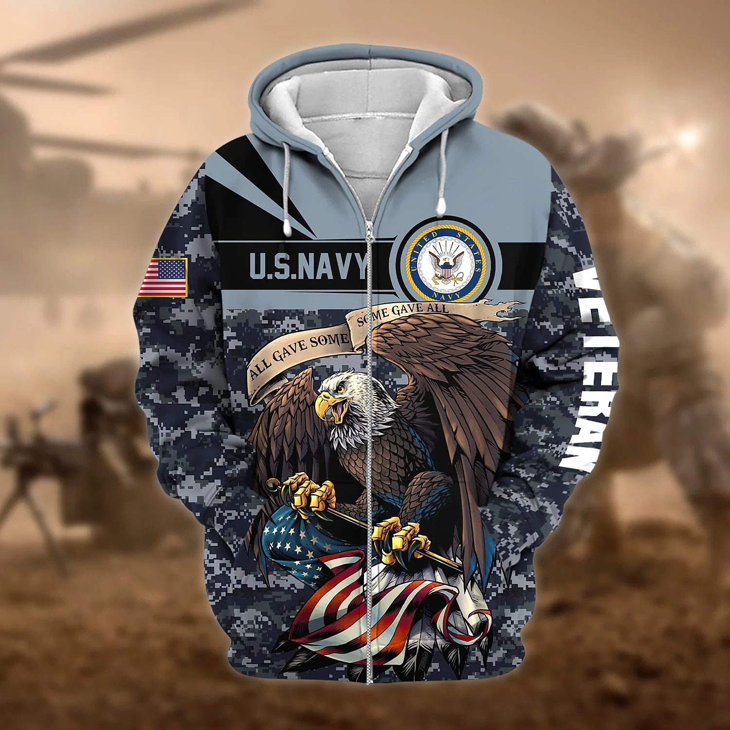 Camouflage Graphic Full Zip Hoodie Jacket