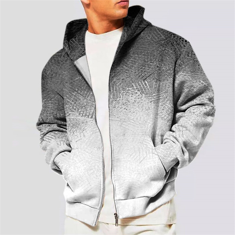 Geometric Graphic Full Zip Hoodie