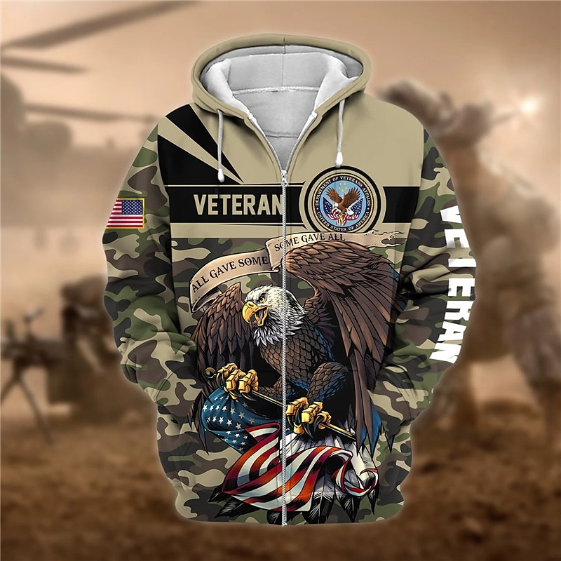 Camouflage Graphic Full Zip Hoodie Jacket