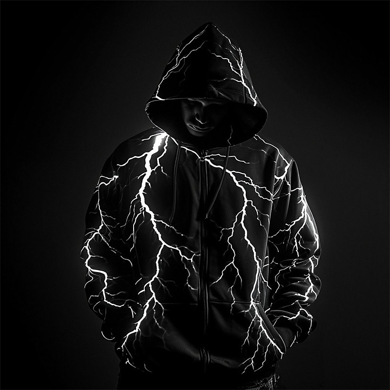 Lightning Graphic Zip Hoodie