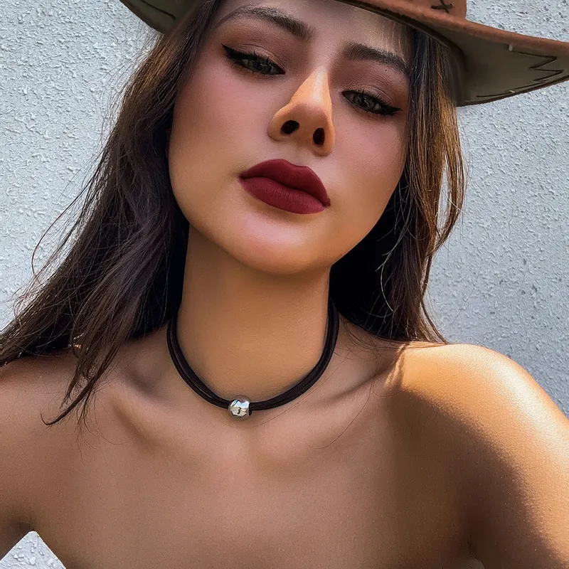 Classic Velvet Choker with Metal Bead Accent