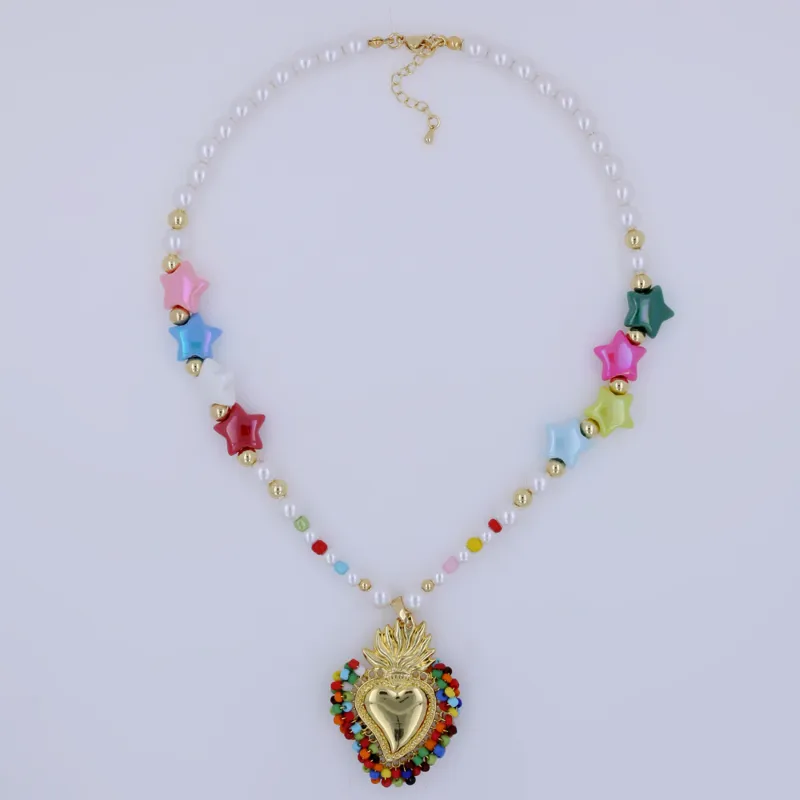 Vibrant Multi-Layered Heart Pendant Necklace