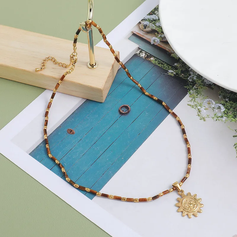 Vintage-Style Sun Pendant Necklace